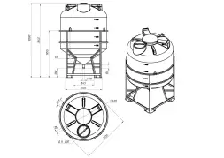 Емкость ЦКТ 5000 л с патрубком 90мм с фланцем белая в обрешетке