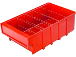 Контейнер полочный пластиковый, 300x185x100 мм, 5.55 л, красный [6002]