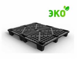 Паллет (поддон) пластиковый перфорированный на ножках, 1200х1000х135 мм, черный [02.112.99.RR]